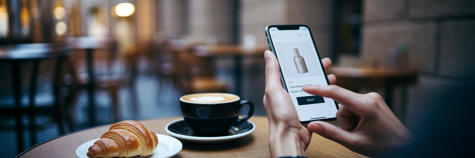 Customer buying digital product in a café