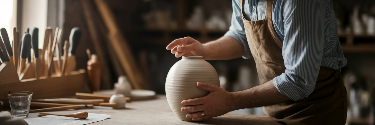 Spanish artisan evaluating his creation