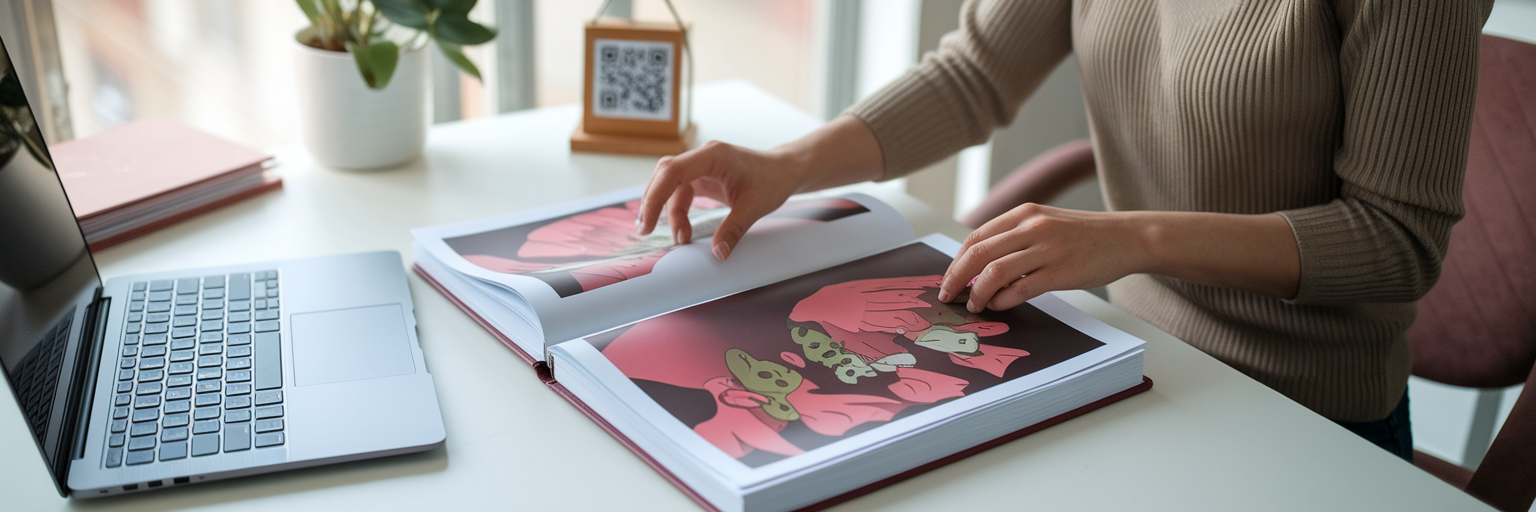 Digital creator preparing portfolio in Madrid