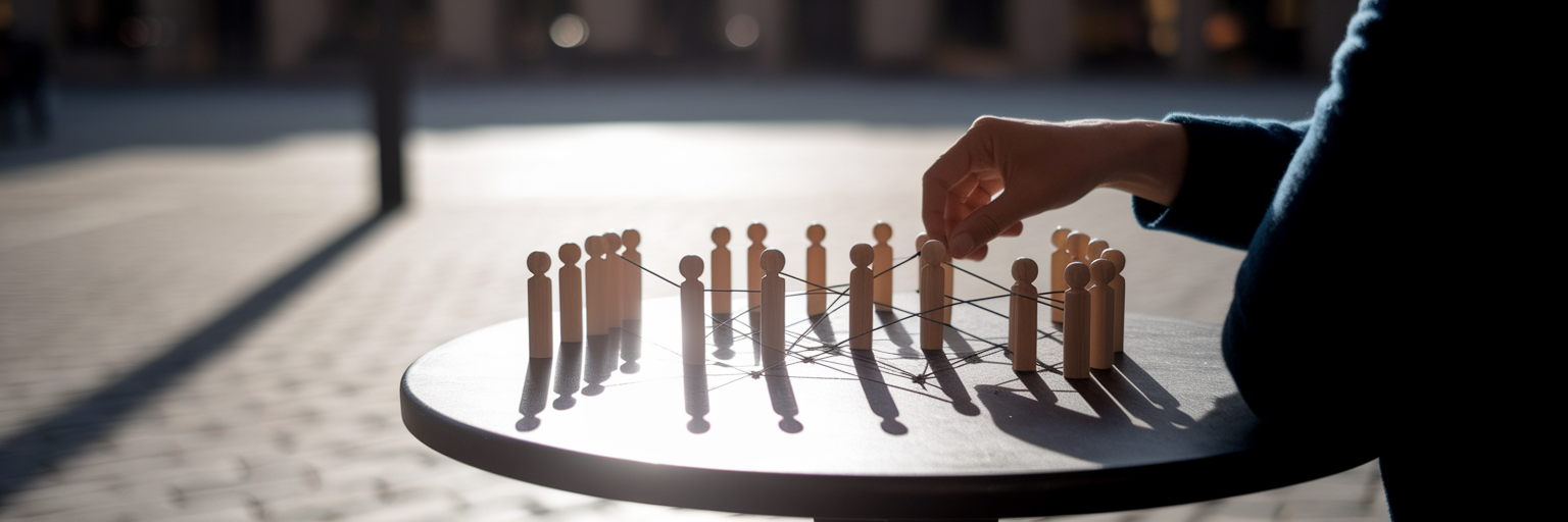 Persona construyendo una red de contactos para promoción