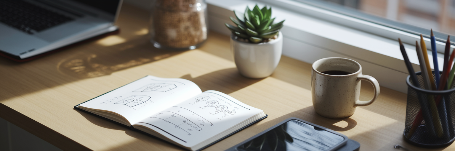 Escritorio de un creador de productos digitales