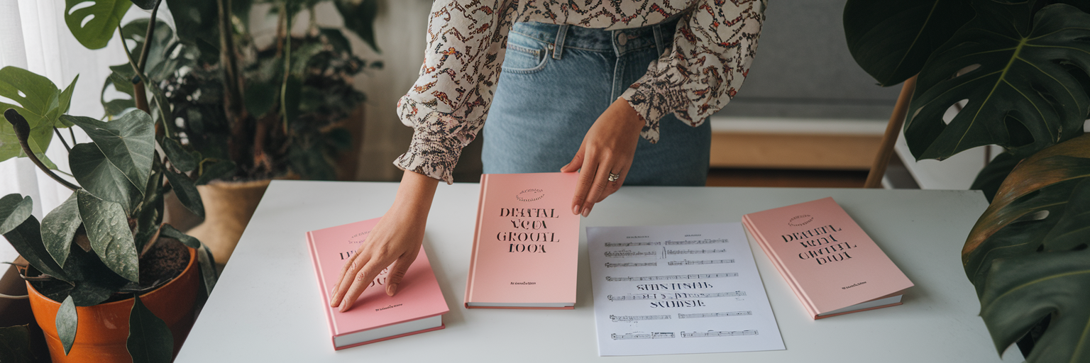 Content creator organizing her digital products