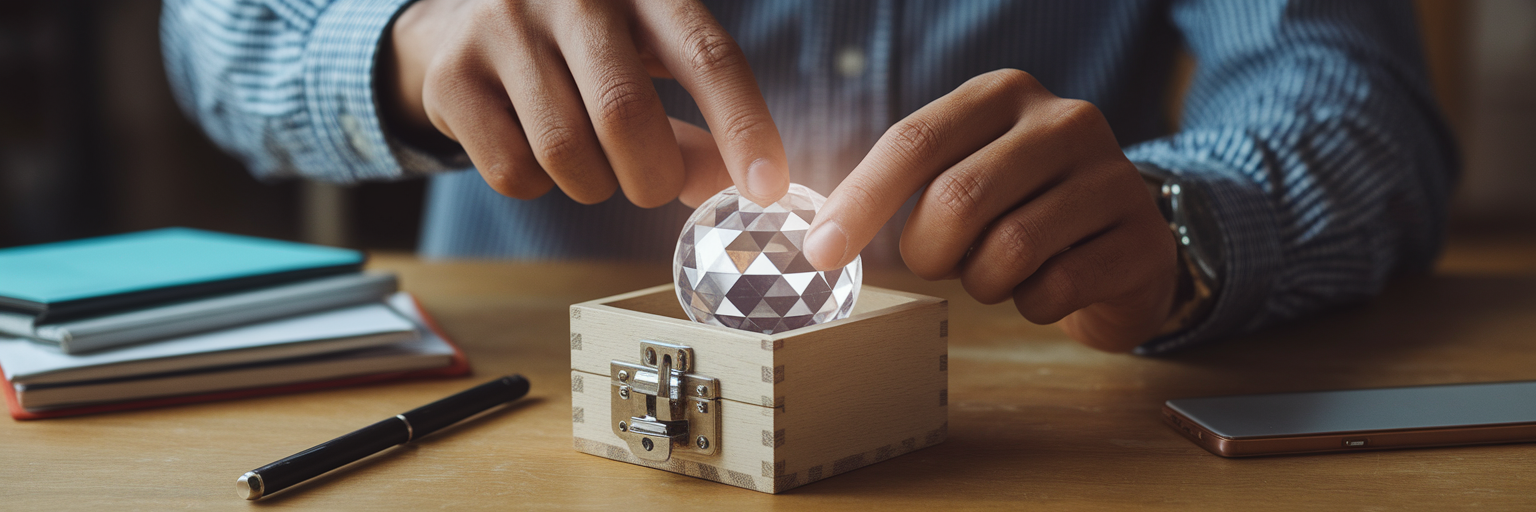 Creator storing a digital product in a secure box