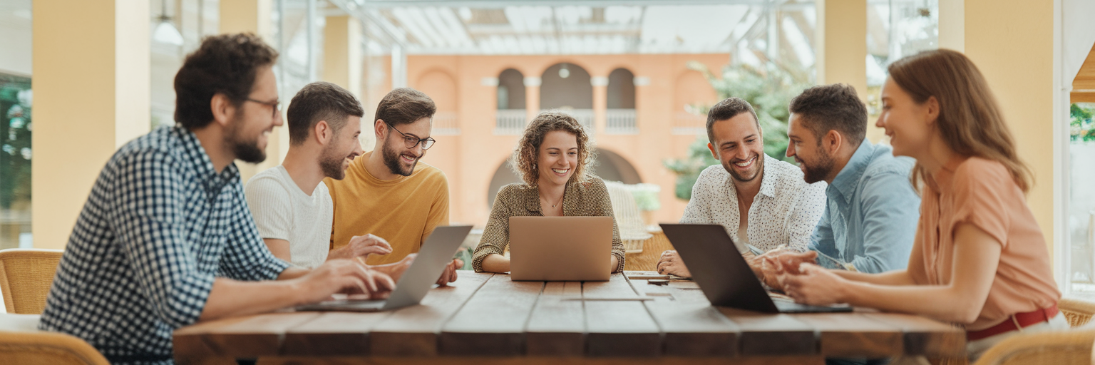 Comunidad de clientes colaborando en un taller.