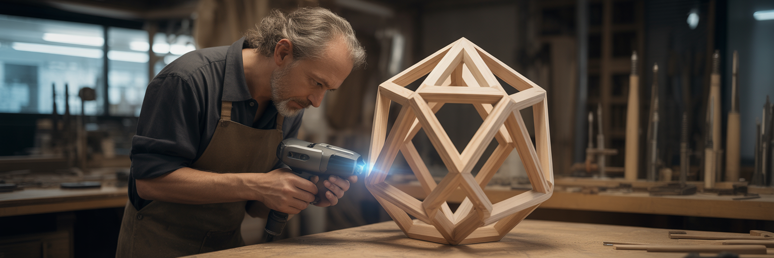 Craftsman using AI tool in workshop